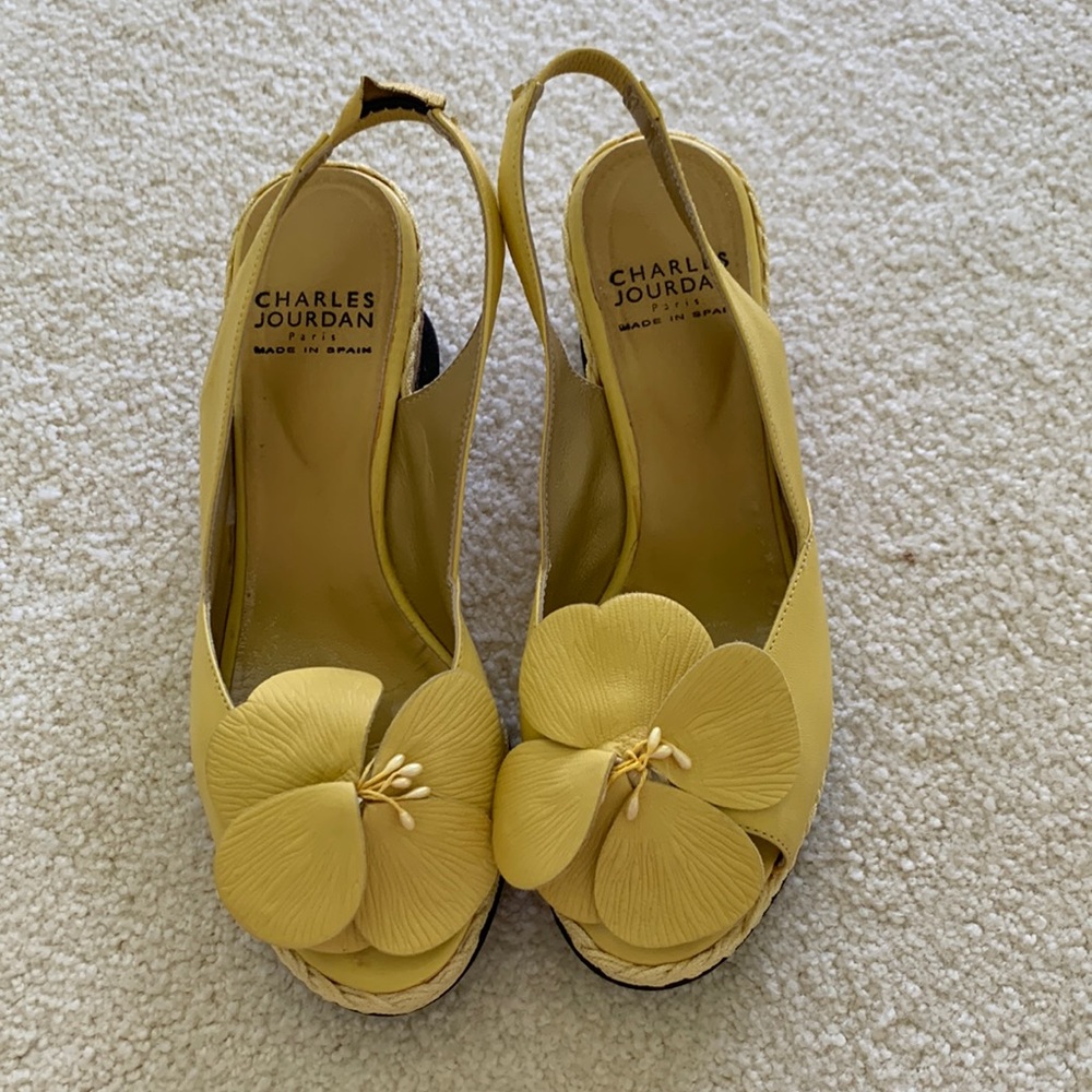 Charles Jourdan flower cork wedge